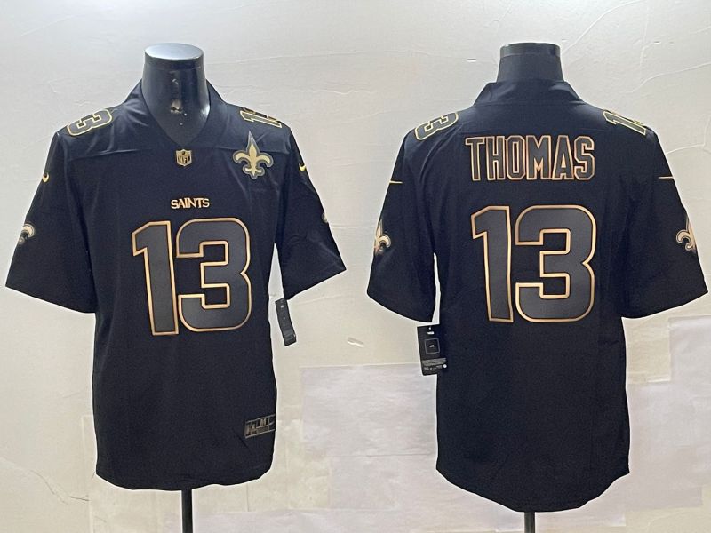 Men New Orleans Saints #13 Thomas Black Gold 2024 Nike Limited NFL Jersey style 01083